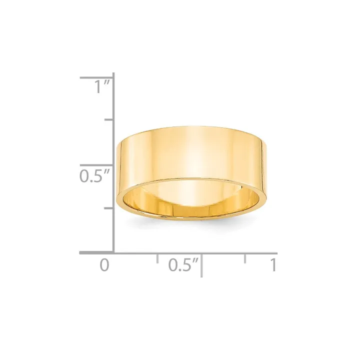 Solid 18K Yellow Gold 8mm Light Weight Flat MensWomens Wedding Band Ring Size 5 Goldia Rings