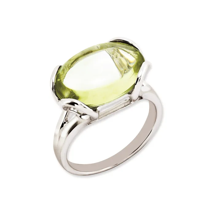 Sterling Silver 14K White Gold Plated Oval Lemon Quartz Gemstone Birthstone Ring Fine Jewelry Gift for Her Goldia Rings