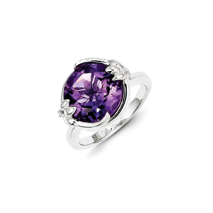 Sterling Silver Amethyst and Diamond Ring Goldia Rings