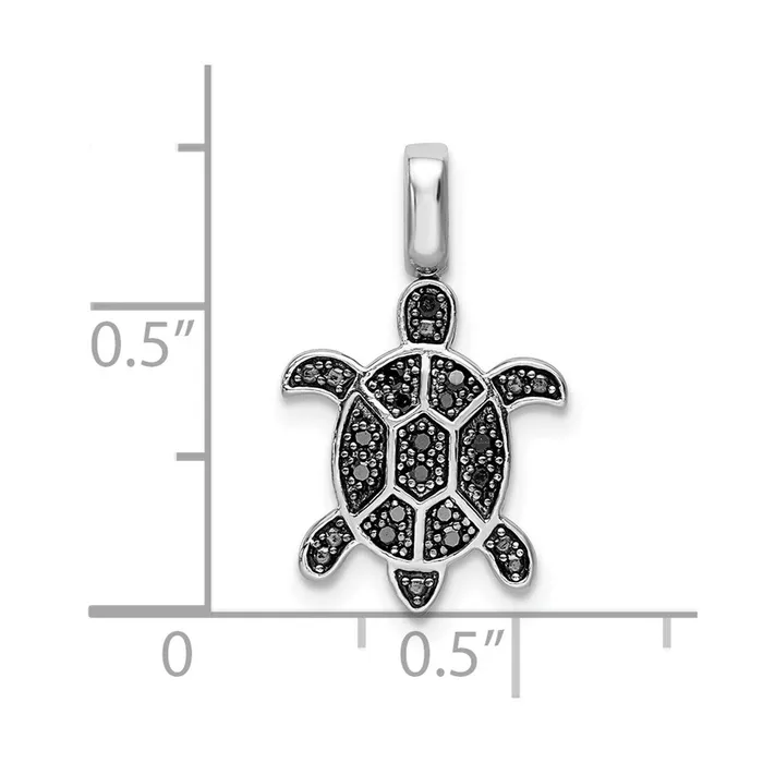 Sterling Silver Rhodium 015ct Blku0026Wht Dia Reversible Turtle Pendant Goldia Necklaces