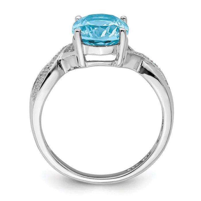 Sterling Silver Rhodium Light Swiss Blue Topaz u0026 Diamond Ring Goldia Rings