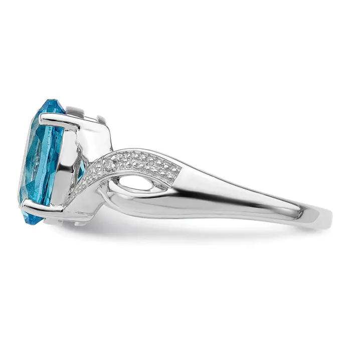Sterling Silver Rhodium Light Swiss Blue Topaz u0026 Diamond Ring Goldia Rings