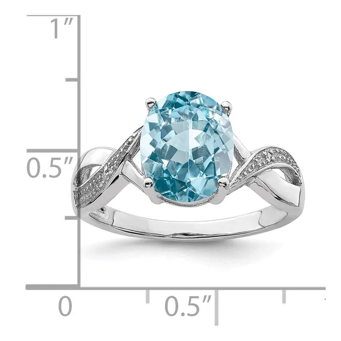 Sterling Silver Rhodium Light Swiss Blue Topaz u0026 Diamond Ring Goldia Rings