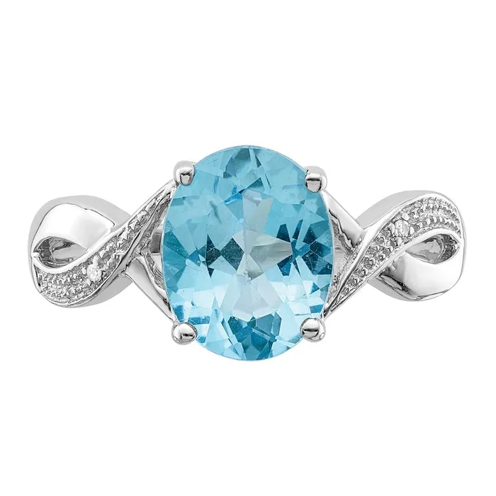 Sterling Silver Rhodium Light Swiss Blue Topaz u0026 Diamond Ring Goldia Rings