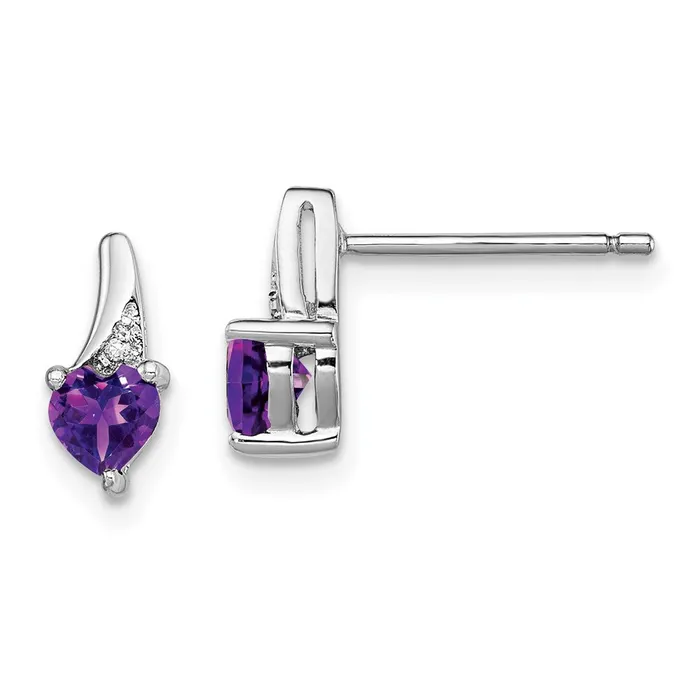 Sterling Silver Rhodiumplated Amethyst and Diamond Earrings Goldia Earrings