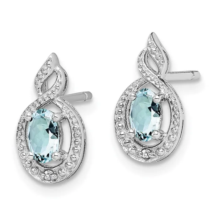 Sterling Silver Rhodiumplated Aquamarine u0026 Diamond Earrings Goldia Earrings