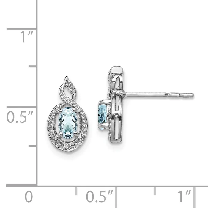Sterling Silver Rhodiumplated Aquamarine u0026 Diamond Earrings Goldia Earrings