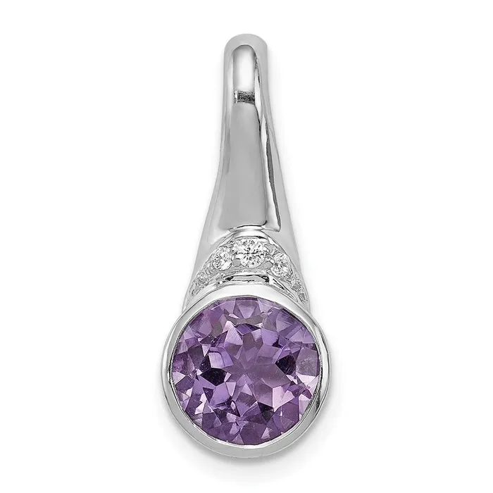 Sterling Silver Rhodiumplated CZ and Amethyst Pendant Goldia Necklaces