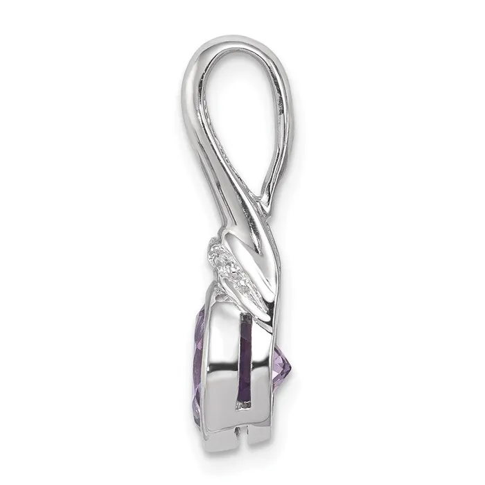 Sterling Silver Rhodiumplated CZ and Amethyst Pendant Goldia Necklaces