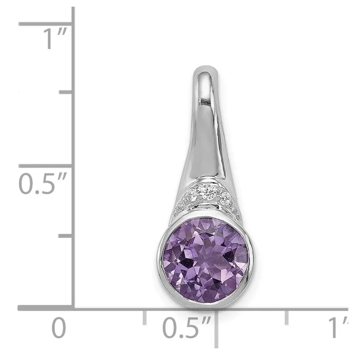 Sterling Silver Rhodiumplated CZ and Amethyst Pendant Goldia Necklaces