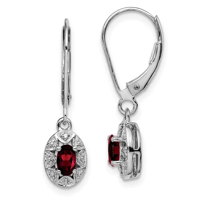 Sterling Silver Rhodiumplated Diamond u0026 Garnet Earrings Goldia Earrings
