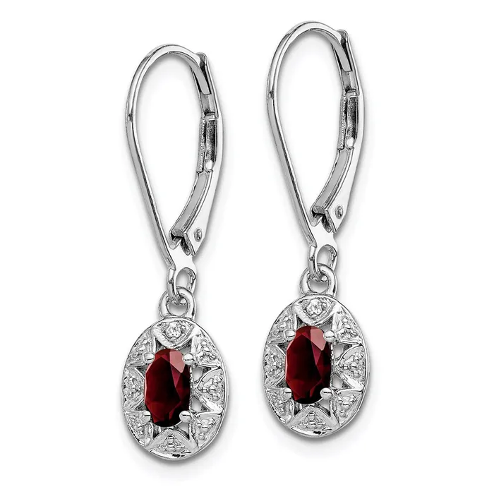 Sterling Silver Rhodiumplated Diamond u0026 Garnet Earrings Goldia Earrings