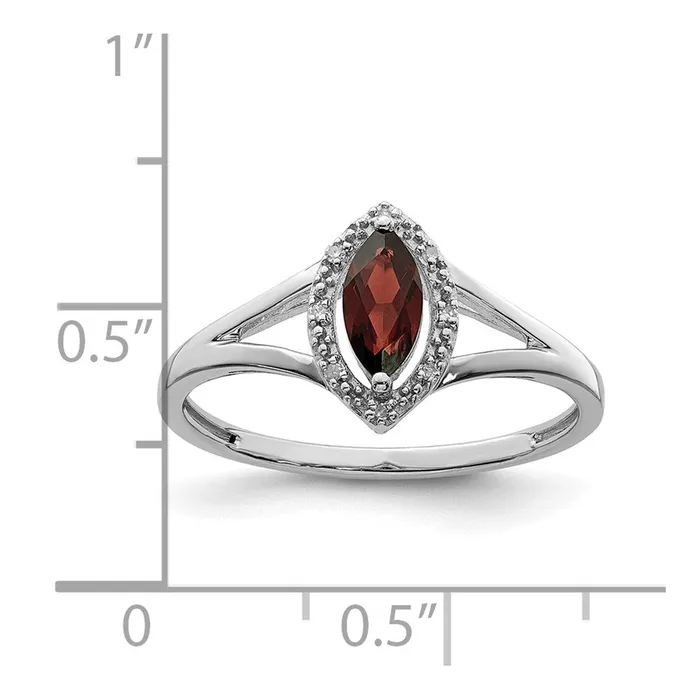 Sterling Silver Rhodium Plated Diamond u0026 Garnet Marquise Ring Goldia Rings