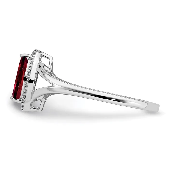 Sterling Silver Rhodium Plated Diamond u0026 Garnet Marquise Ring Goldia Rings