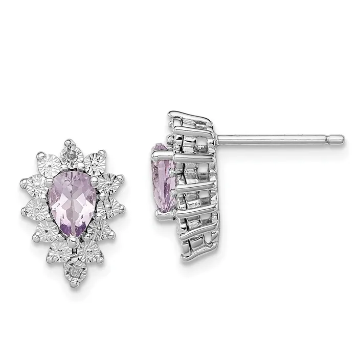 Sterling Silver Rhodiumplated Diamond u0026 Pink Quartz Earring Goldia Earrings Sterling Silver Rhodiumplated Diamond u0026 Pink Quartz Earring Goldia Earrings