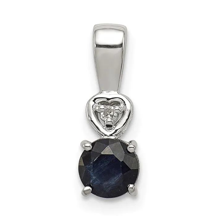 Sterling Silver Rhodium Plated Diamond u0026 Sapphire Round Pendant Goldia Necklaces Sterling Silver Rhodium Plated Diamond u0026 Sapphire Round Pendant Goldia Necklaces