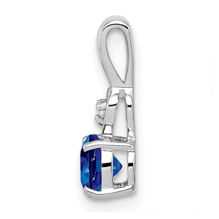 Sterling Silver Rhodium Plated Diamond u0026 Sapphire Round Pendant Goldia Necklaces