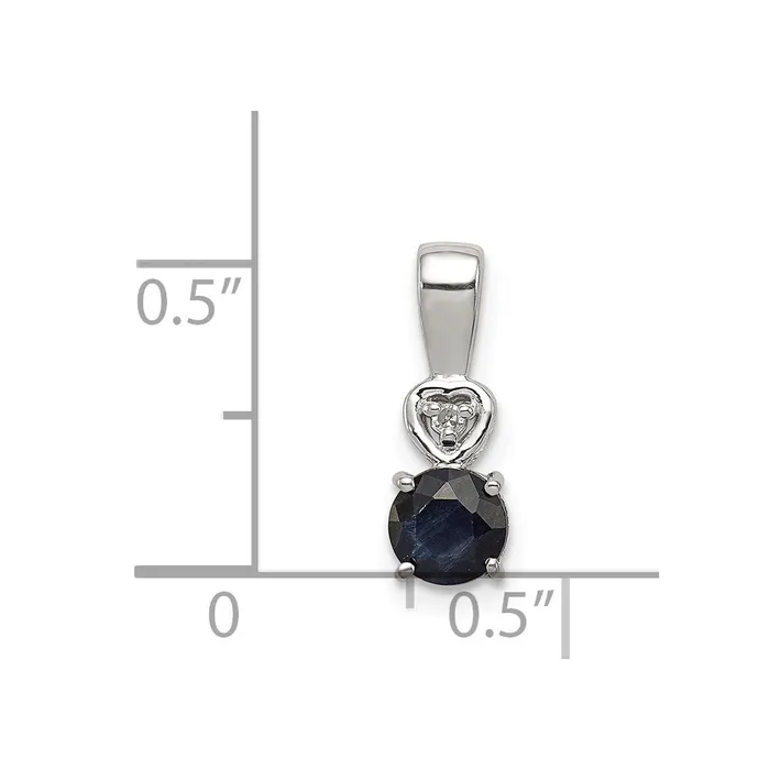 Sterling Silver Rhodium Plated Diamond u0026 Sapphire Round Pendant Goldia Necklaces