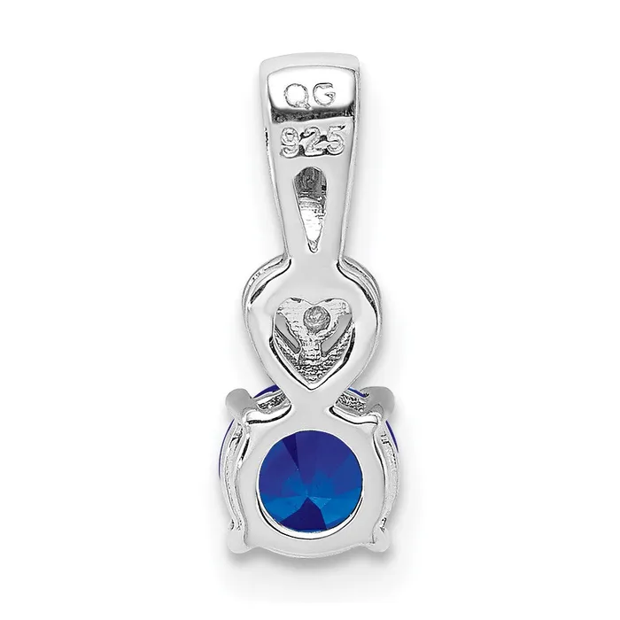 Sterling Silver Rhodium Plated Diamond u0026 Sapphire Round Pendant Goldia Necklaces
