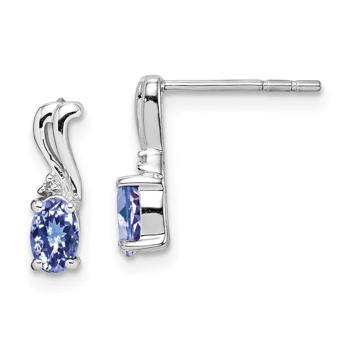 Sterling Silver Rhodium Plated Diamond u0026 Tanzanite Oval Post Earrings Goldia Earrings Sterling Silver Rhodium Plated Diamond u0026 Tanzanite Oval Post Earrings Goldia Earrings