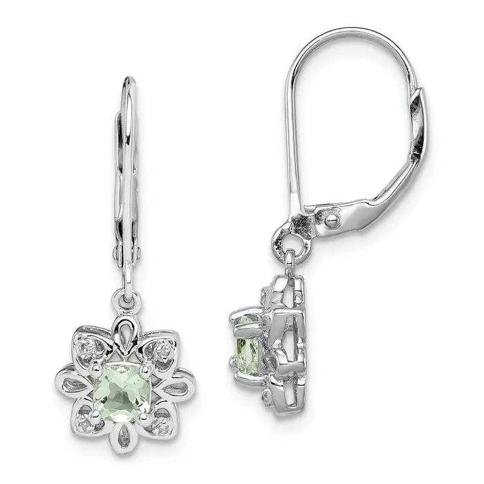 Sterling Silver Rhodiumplated Green Quartz and Diamond Earrings Goldia Earrings Sterling Silver Rhodiumplated Green Quartz and Diamond Earrings Goldia Earrings
