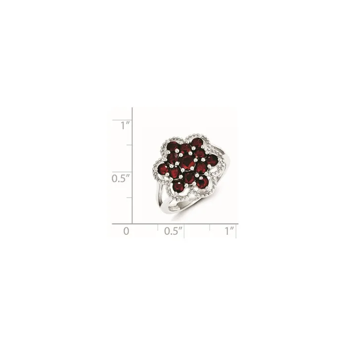 Sterling Silver Rhodiumplated Ruby Flower Ring Goldia Rings