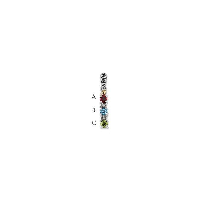 Sterling Silver u0026 14k Threestone and Diamond Mothers Pendant Goldia Necklaces