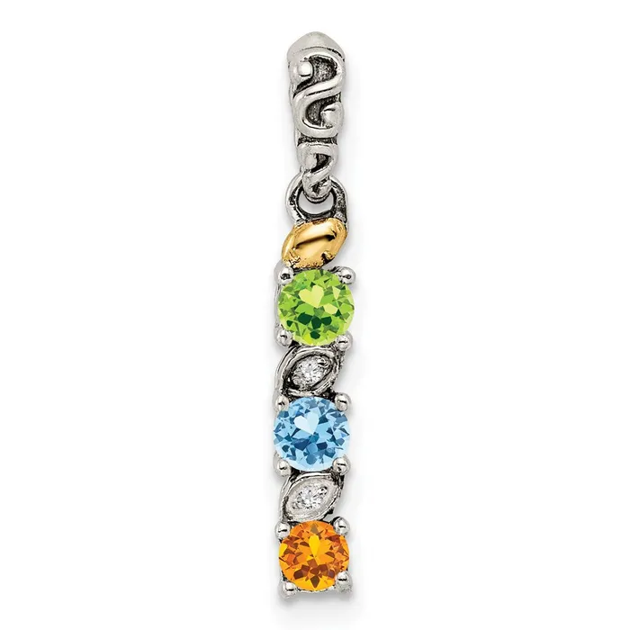 Sterling Silver u0026 14k Threestone and Diamond Mothers Pendant Goldia Necklaces