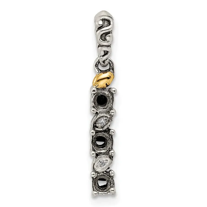 Sterling Silver u0026 14k Threestone and Diamond Mothers Pendant Goldia Necklaces