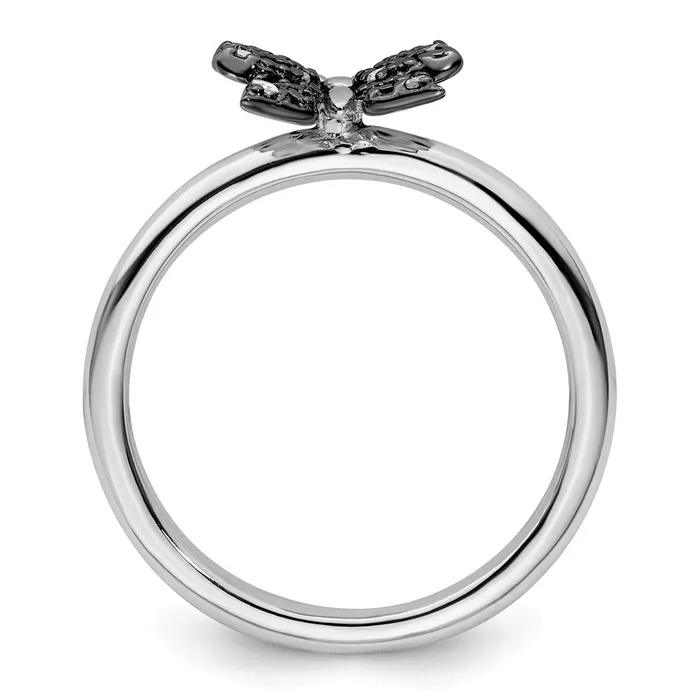 Sterling Silver u0026 Blackplated Stackable Expressions Diamond Butterfly Ring Goldia Rings