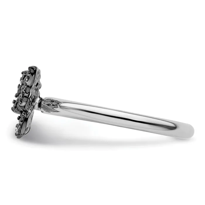 Sterling Silver u0026 Blackplated Stackable Expressions Diamond Butterfly Ring Goldia Rings