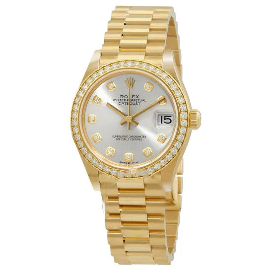 Watches JMS always Original Rolex Datejust 31 Automatic Silver Diamond Dial Ladies 18kt Yellow Gold President Watch 278288SDP Watches JMS always Original Rolex Datejust 31 Automatic Silver Diamond Dial Ladies 18kt Yellow Gold President Watch 278288SDP