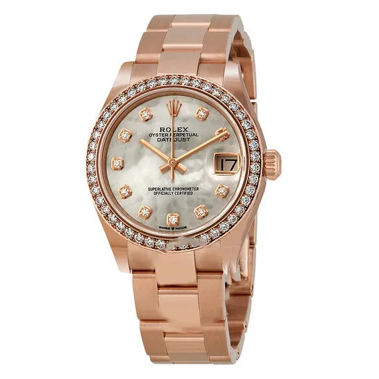 Watches JMS always Original Rolex Datejust 31 Mother of Pearl Diamond Dial Ladies 18 ct Everose Gold Oyster Watch 278285MDO
