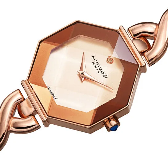 Watches Original Akribos XXIV Quartz Diamond Rose Gold Dial Ladies Watch AK1086RG JMS always Watches Original Akribos XXIV Quartz Diamond Rose Gold Dial Ladies Watch AK1086RG JMS always