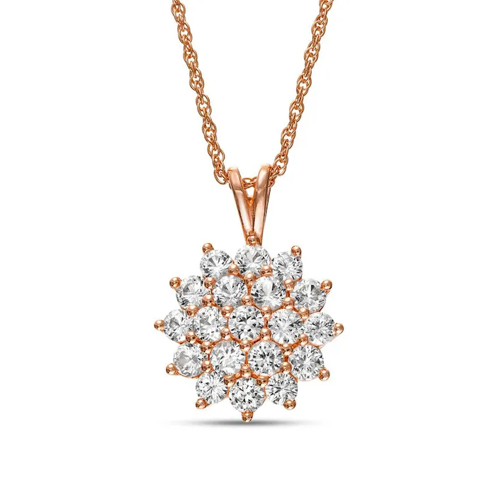 White LabCreated Sapphire Cluster Flower Pendant in 18K Rose Gold Over Silver Goldia Earrings White LabCreated Sapphire Cluster Flower Pendant in 18K Rose Gold Over Silver Goldia Earrings
