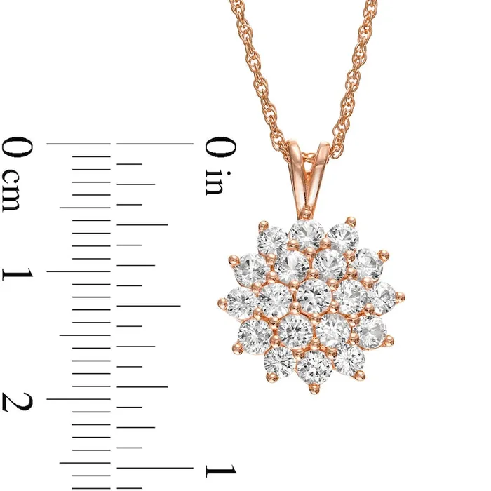 White LabCreated Sapphire Cluster Flower Pendant in 18K Rose Gold Over Silver Goldia Earrings White LabCreated Sapphire Cluster Flower Pendant in 18K Rose Gold Over Silver Goldia Earrings